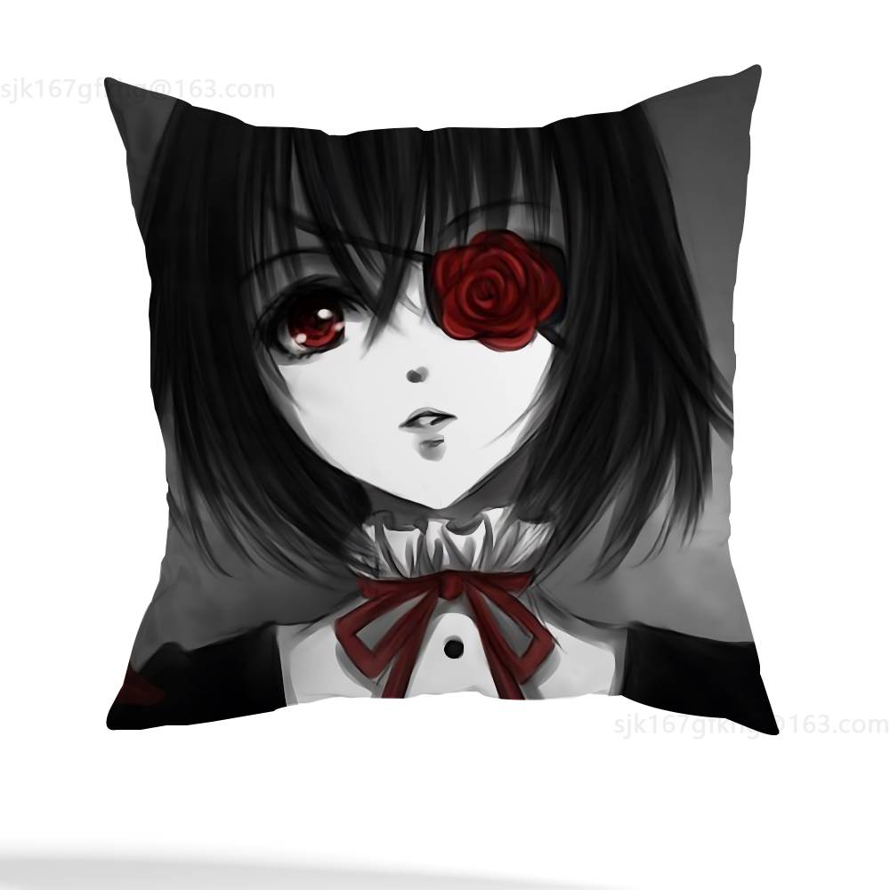 A-Another Mei Misaki Pillow Case Square Double-Sided Printing Short Plush Sofa Cushion Cover Bedroom Bedside Pillow