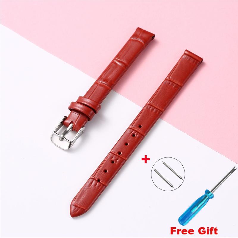 Leather Wath Strap 8mm 10mm 12mm 14mm 16mm 18mm 20mm Strap Genuine Leather Watch Bracelet Rose Gold Buckle with Tool