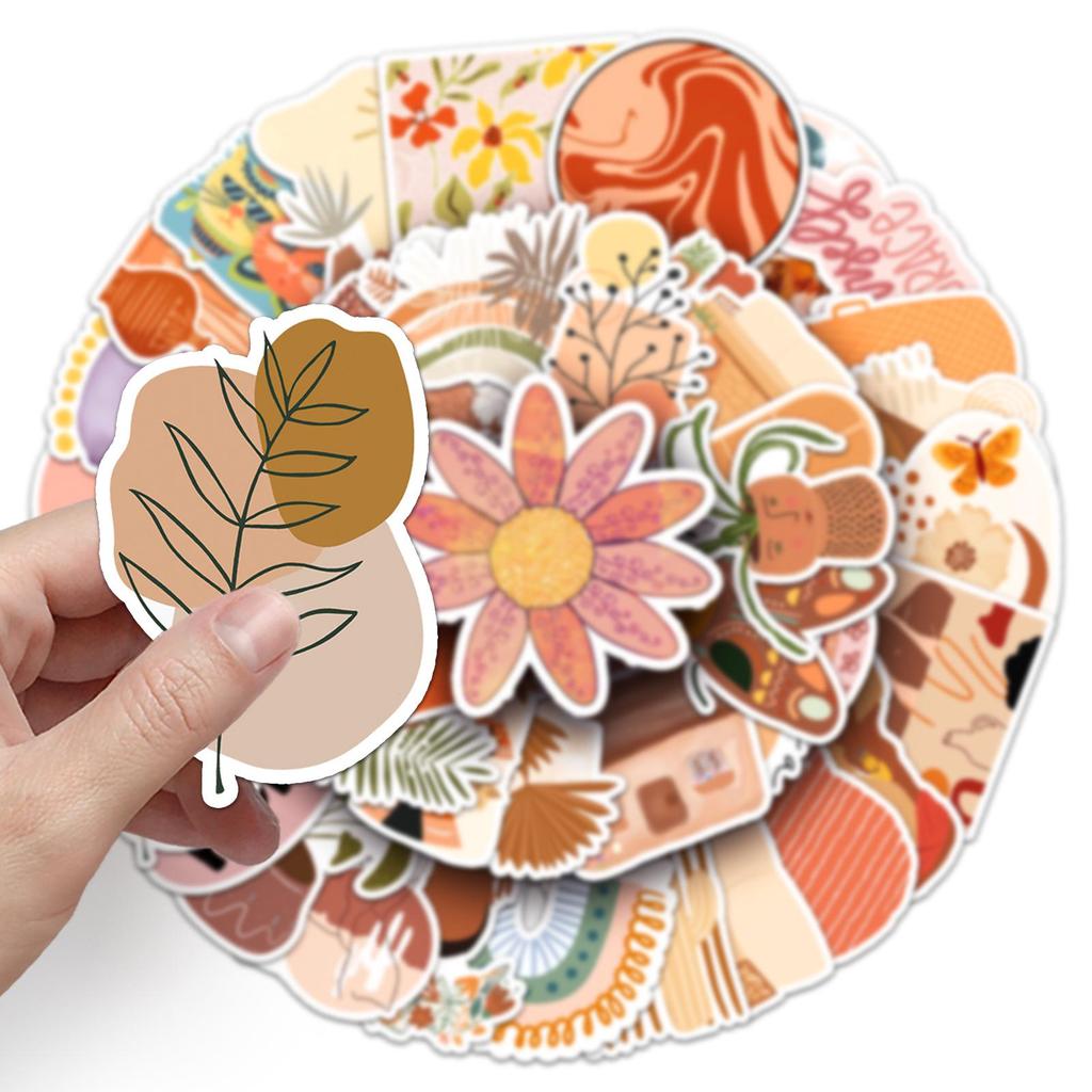50 Bohemian Graffiti Style Waterproof Stickers for Skateboards, Phones, and Suitcases