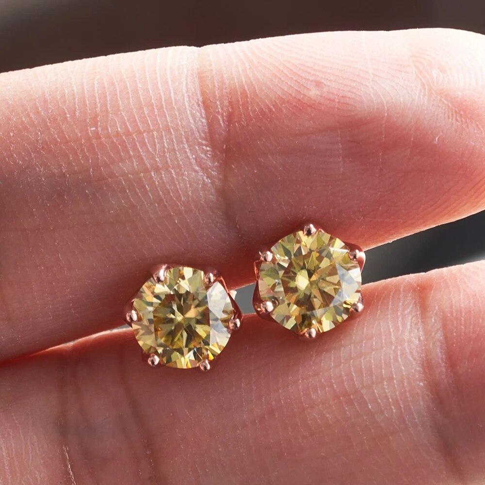 Kolorowe Kolczyki Moissanitowe 1CT Srebro S925 Platerowane 18k Błyszczące Sztyfty Do Uszu Delikatna Biżuteria Certyfikowany Kamień GRA Kobiety Mężczyźni