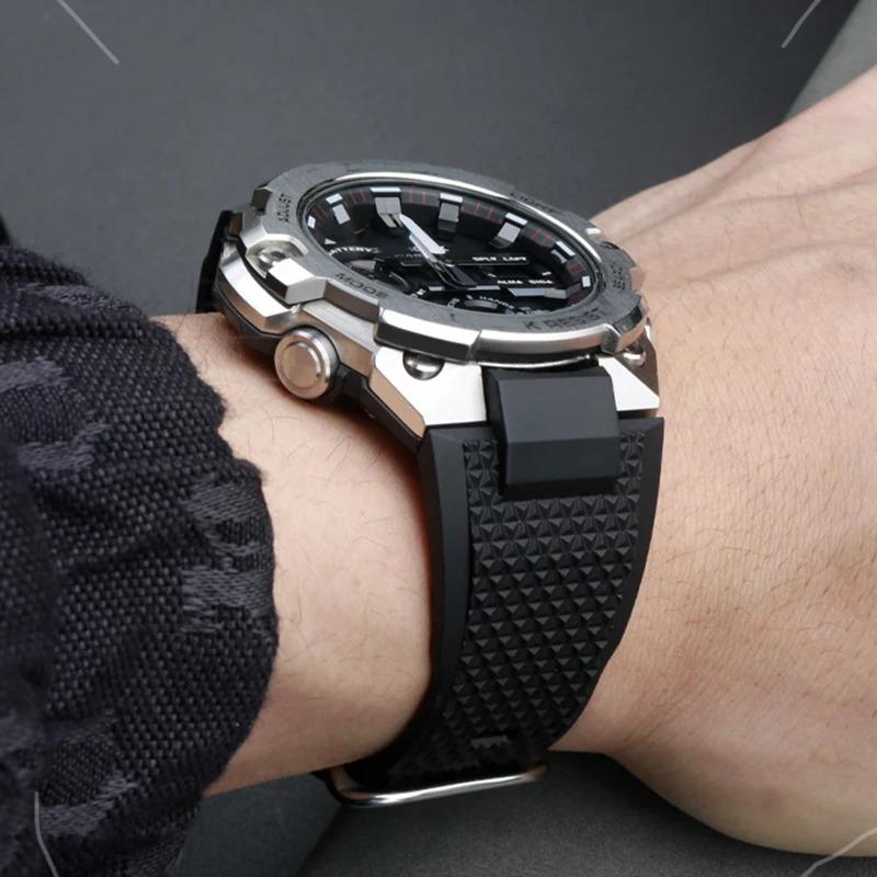 Watch Accessories For Casio G-SHOCK GST-B400 Series Resin Strap Men's Sports Waterproof Rubber Replacement Watchband Bracelet