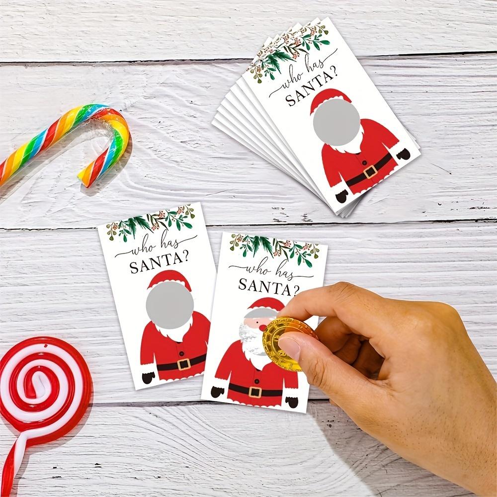 40pcs Christmas Scratch-Off Game Cards - "Who Has Santa?" Holiday Party Activity for Halloween, Christmas Event & Party Supplies