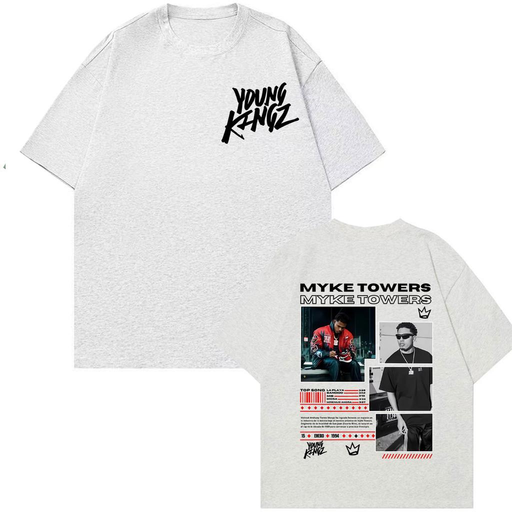 Rapper Myke Towers Young Kingz 2026 T Shirts Unisex Women Clothing Fashion Hip Hop Trend Tshirts Summer Casual 100 Cotton T Shirt