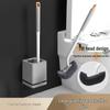 Wall-Mounted Punch-Free Toilet Brush with Base Holder, Long Handle & High-Quality Plastic