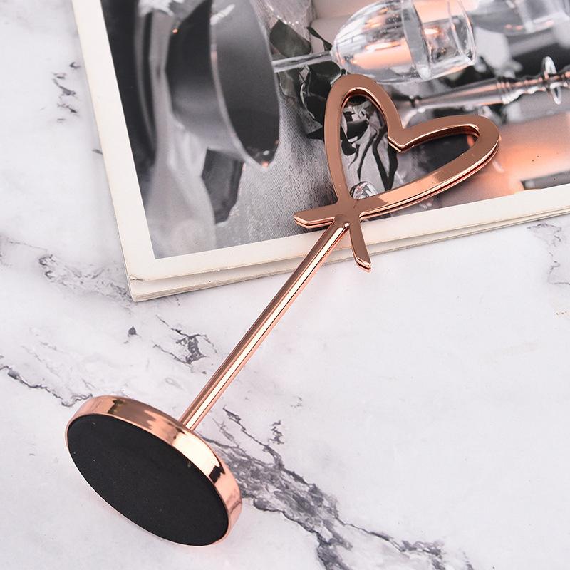 Heart Shape Memo Photo Stand Stainless Steel Card Holder Minimalist Metal Message Board For Home Office Decor With Non-Slip Base