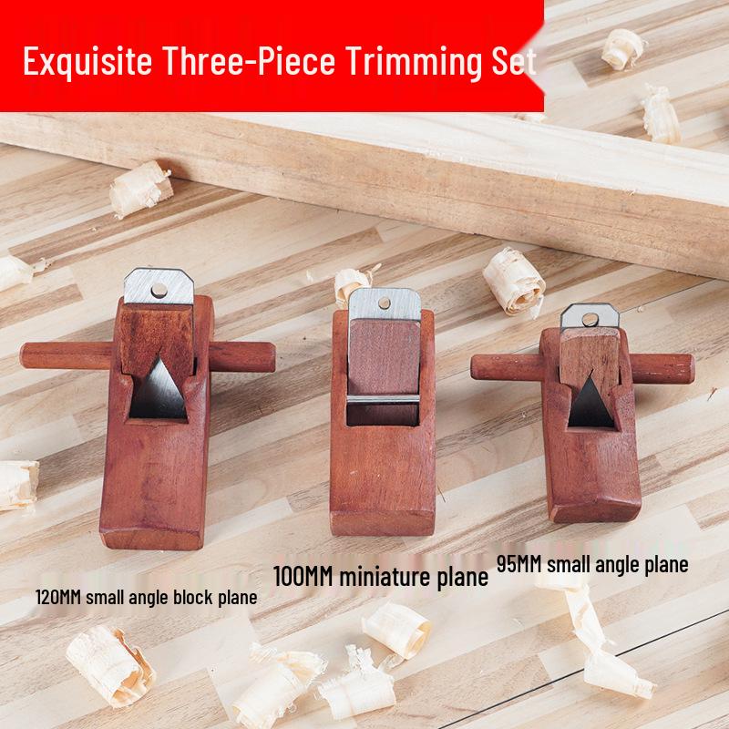 Indonesian Rosewood Carpenter's Hand Plane Set with Blade and Block Plane