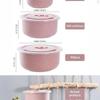 3Pcs Wheat Straw Fresh-Keeping Bowl Three-Piece Set With Lid For Home Microwaveable Plastic Round Lunch Box