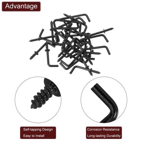 uxcell Western-style Bent Nails, 33mm Long, Pack of 40, Right-Angle Hooks, Screw Hooks, L-Shaped Metal Fittings, Carbon Steel, for Construction and Ga
