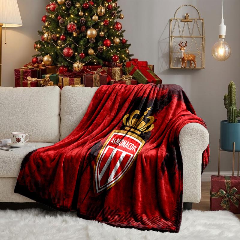 As Monaco Crest Throws Blanket Flannel Blankets Plush for Couch Bed Gifts for Men Women Travel picnic blanket Christmas fan gifts