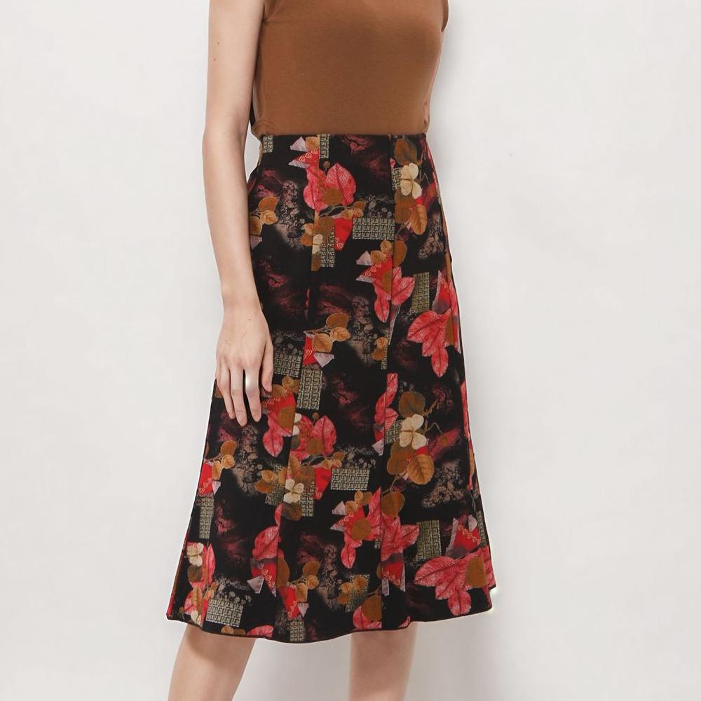 Women's Casual Printed Skirt, Floral Skirt, Trendy Temperament, A-line Skirt, Elastic Mid-length Skirt