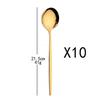 10Pcs Gold Dinnerware Sets Knife Fork Long Handle Spoons Dessert Flatware Mirror Cutlery Stainless Steel Tableware Silverware