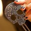 Women's Vintage Gothic Carved Flowers Skull Pendant Chain Necklace Long Sweater Chain Fashion Jewelr