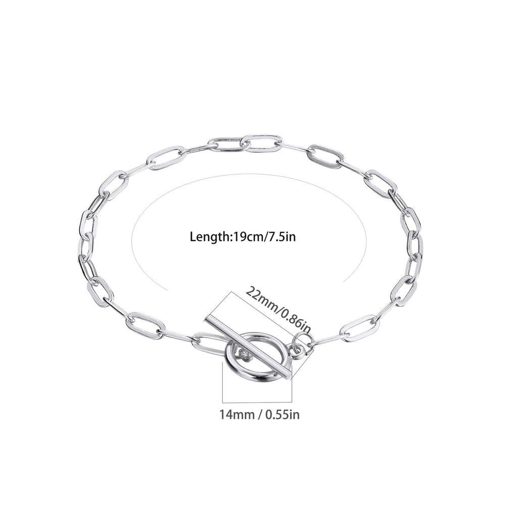 Oval Link Chain Bracelet with OT Clasp in Stainless Steel - European and American Style