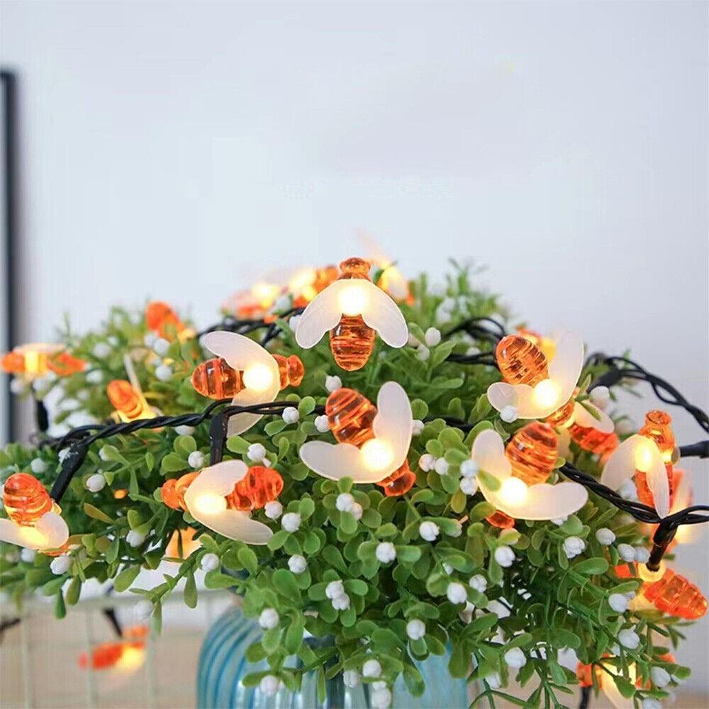 Led Bee String Simulation Light String 1.5-12m 8 Mode Outdoor Courtyard Garden Fence Party Christmas New Year Wedding Decoration
