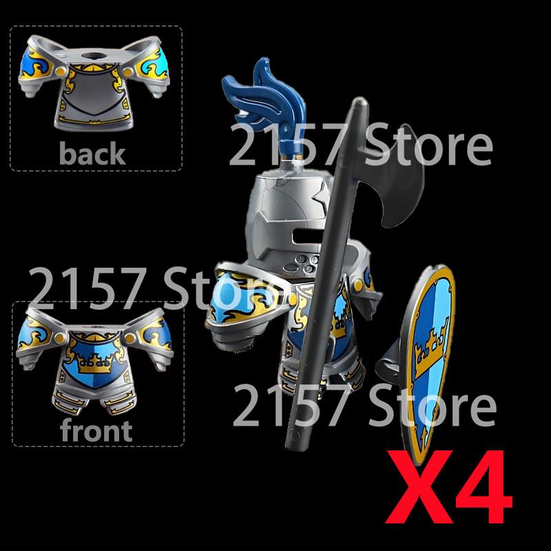 Medieval Castle Soldier Action Figures Building Block Dragon Anime Knight Accessory Warhorse Militia Helmet Shield Toy Gift S015