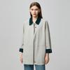 Women's Color-Blocked Mid-Length Long-Sleeve Trench Coat