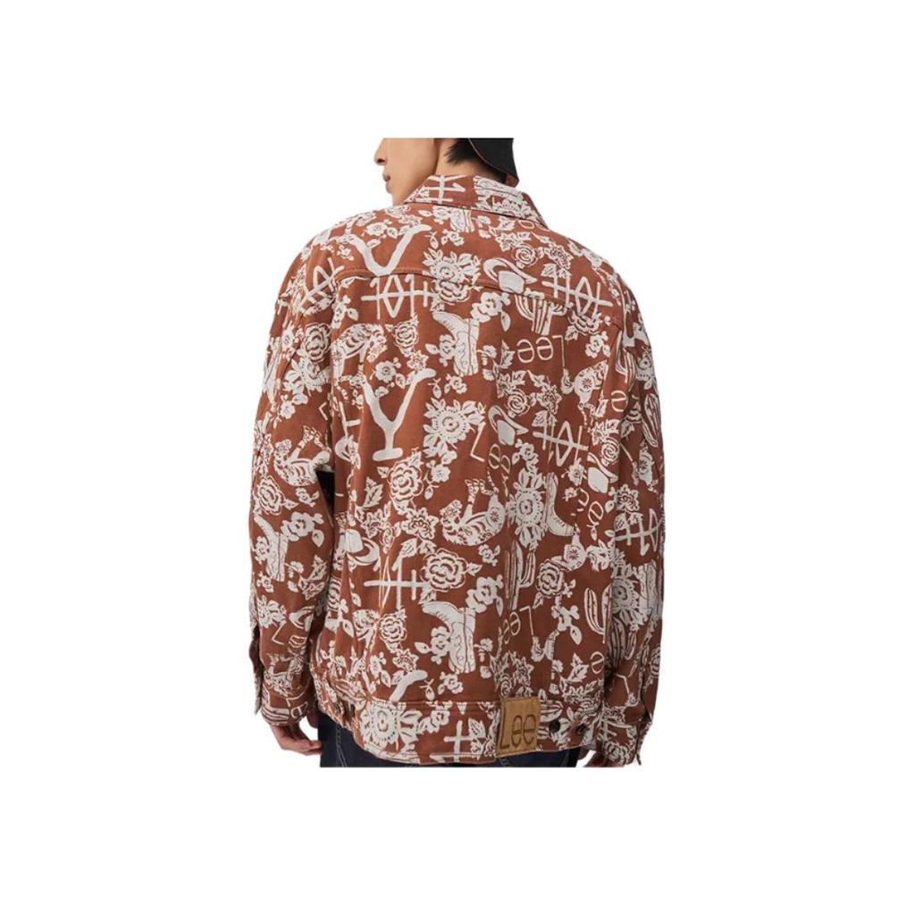 Embroidered Loose Fit Lapel Single Breasted Long Sleeve Jacket Men Jackets Brown LMT006991203425-A05168