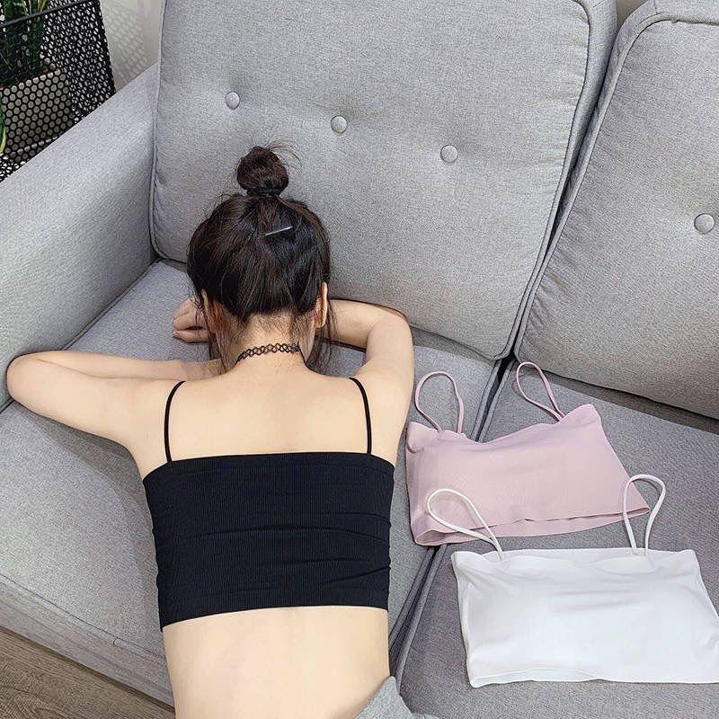 Women Summer Thin Ice Silk Seamless Bandeau Tube Top Anti Exposure Inner Wear