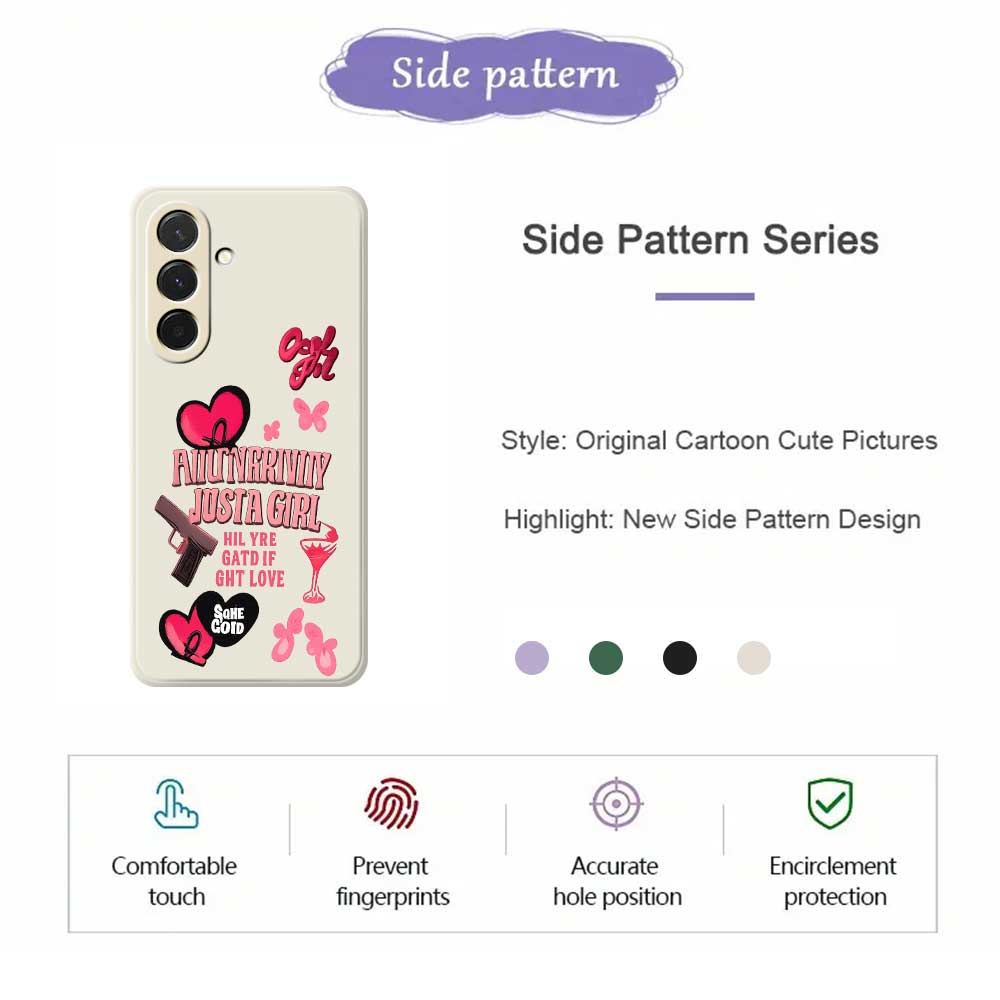 For Samsung Galaxy A36 5G Case Pink Elements Pattern Printing Straight Edge TPU Phone Back Cover