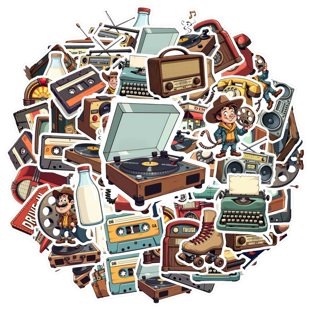 35pcs-70pcs Decals Nostalgic Stationery Stickers DIY Stickers Stickers for Phone Suitcase Fridge