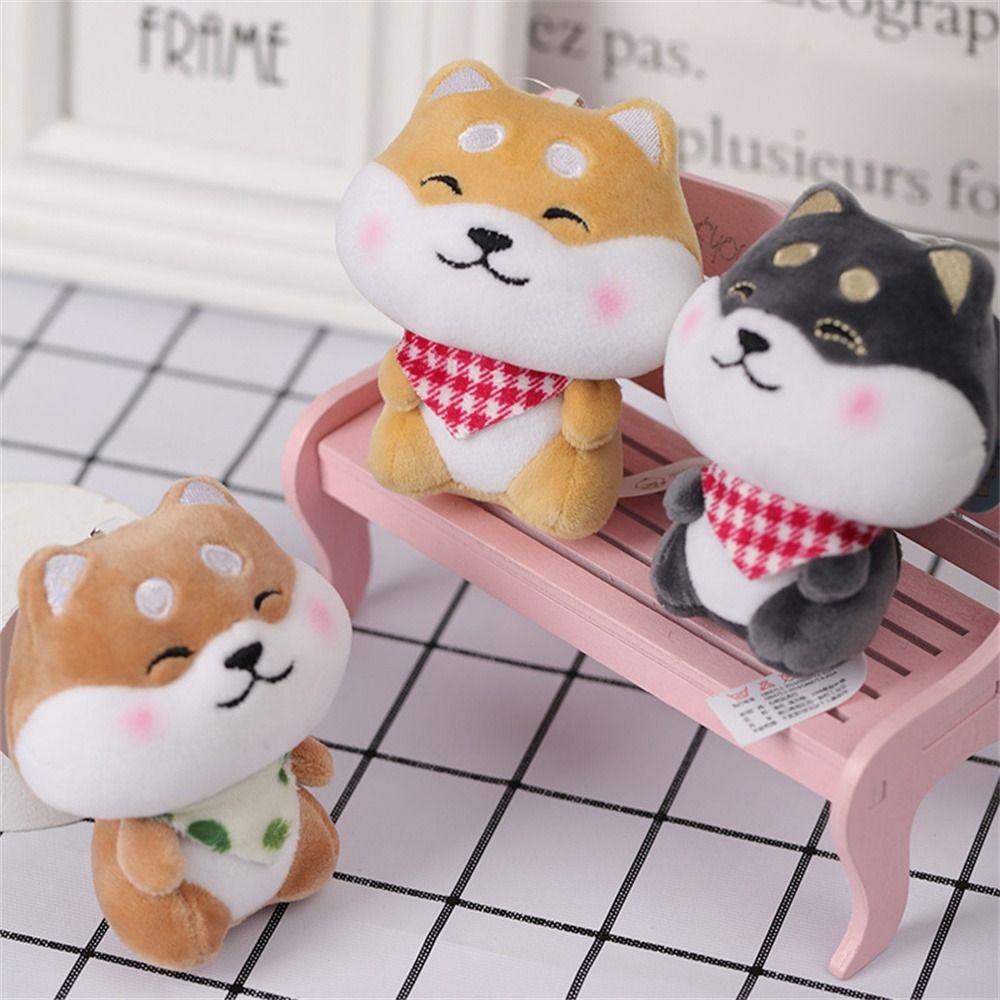 Cute Scarf Plush Dog Keychain Plush Doll Puppy Dog Pendant Scarf Shiba Keyring  Car Keyring
