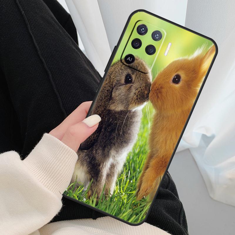 

Baby Rabbits Bunny Case For Oppo A96 A76 A16 A60 A98 A58 A78 A18 A38 A80 A40 A77 A57 A17 A74 A54 A94 A15 A5 Pro OPPO A77 5G