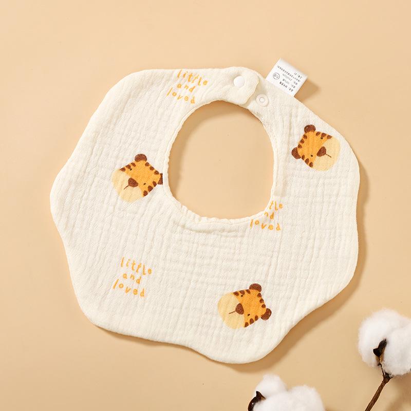 6-Layer Cotton Gauze Petal Baby Bib - 360° Newborn Anti-Spit-Up Towel for Summer