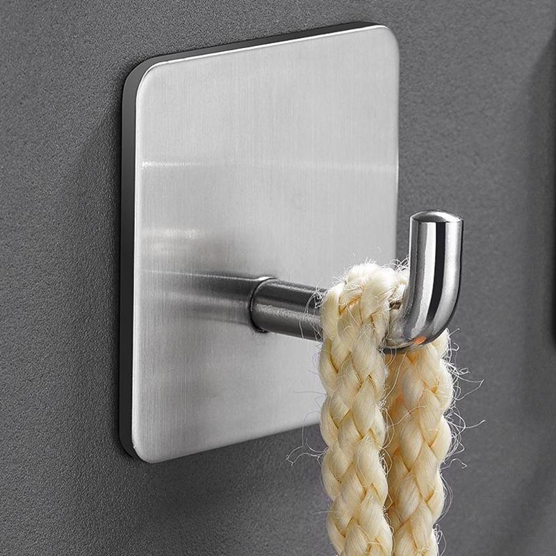 Rustfrie stålkroker Uten hulltaking Veggoppheng Sporløse Sterke Selvklebende Kroker Veggstativer Kleskroker Bak Badedørene