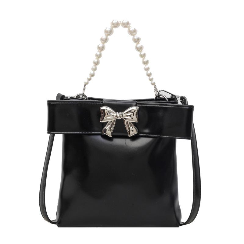 

Bag Women s New Fashionable Versatile Shoulder Messenger Bag Pearl Portable Bucket Bag чёрный