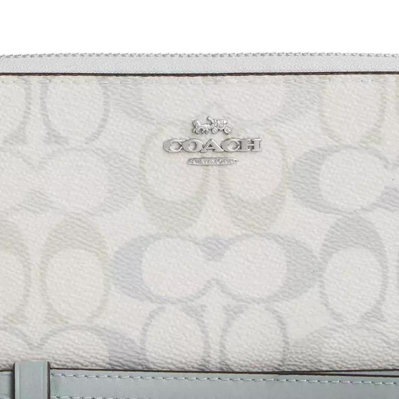 COACH 19 Brand Logo Presbyopia Printed All Over Coated Canvas Clutch Wallet Small Women’s Gray