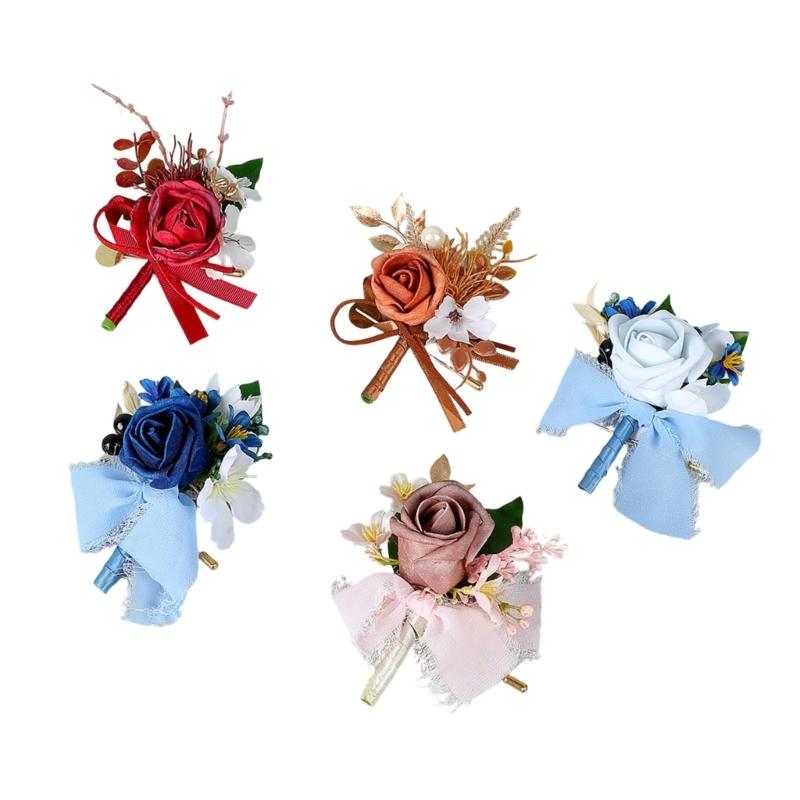 Elegant Artificial Flower Rose Corsage Romantics Couple Wedding Boutonnieres Perfect For Formal Ceremonies