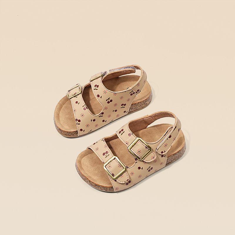 Girls sandals summer new children s soft-soled shoes little girl shoes baby girl princess shoes Birkenstock sandals approximately 14cm in size 21 абрикосовый