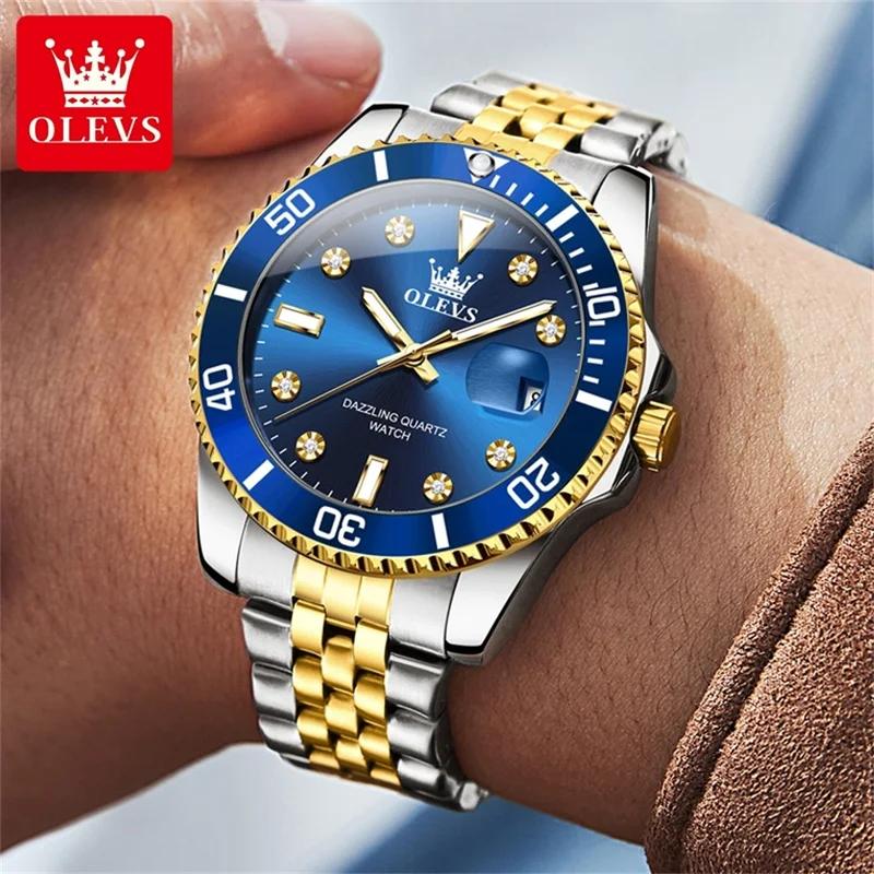 OLEVS Pánské hodinky Luxusní originální hodinky Quartz Trendy Módní Značka Automatic Date Vodotěsné pánské hodinky
