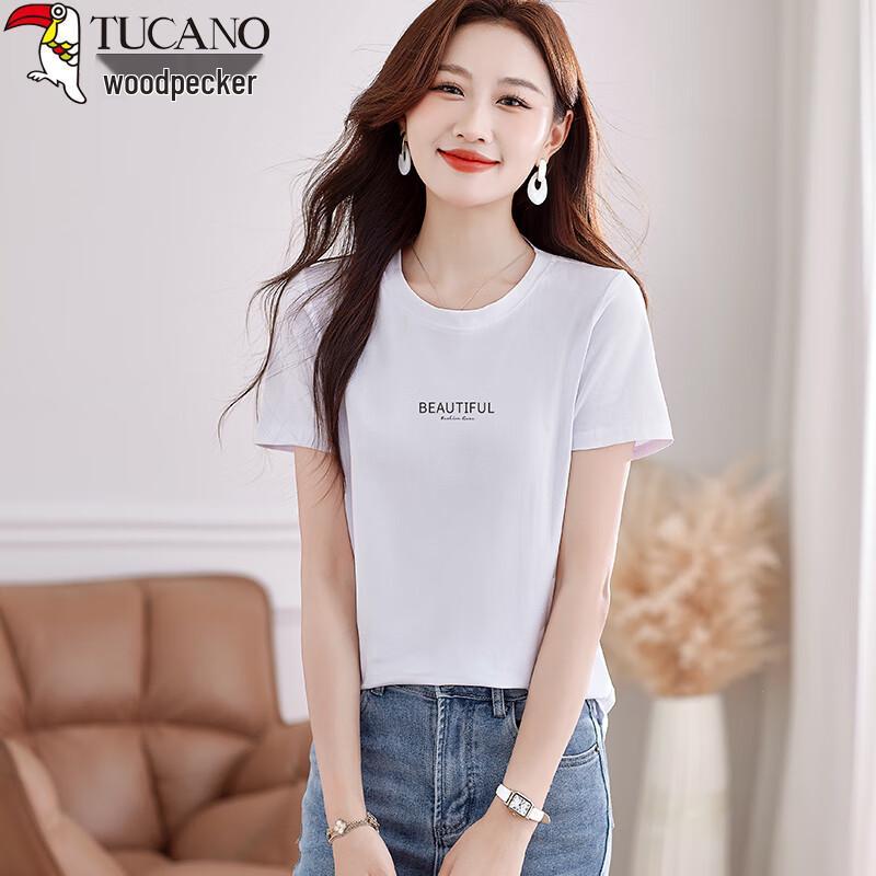 Woodpecker Women s Summer Printed Cotton Round Neck T-Shirt XL