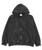 WEGO Powder Bleached Studded Zip Korean Size Sumikuro Men's Hoodie, Sweatshirt, Hooded, Autumn/Winter Clothing, Streetwear, Style, M,