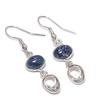 Natural Lapis Lazuli, Topaz Gemstone 925 Sterling Silver Earring 1.69" W7e13
