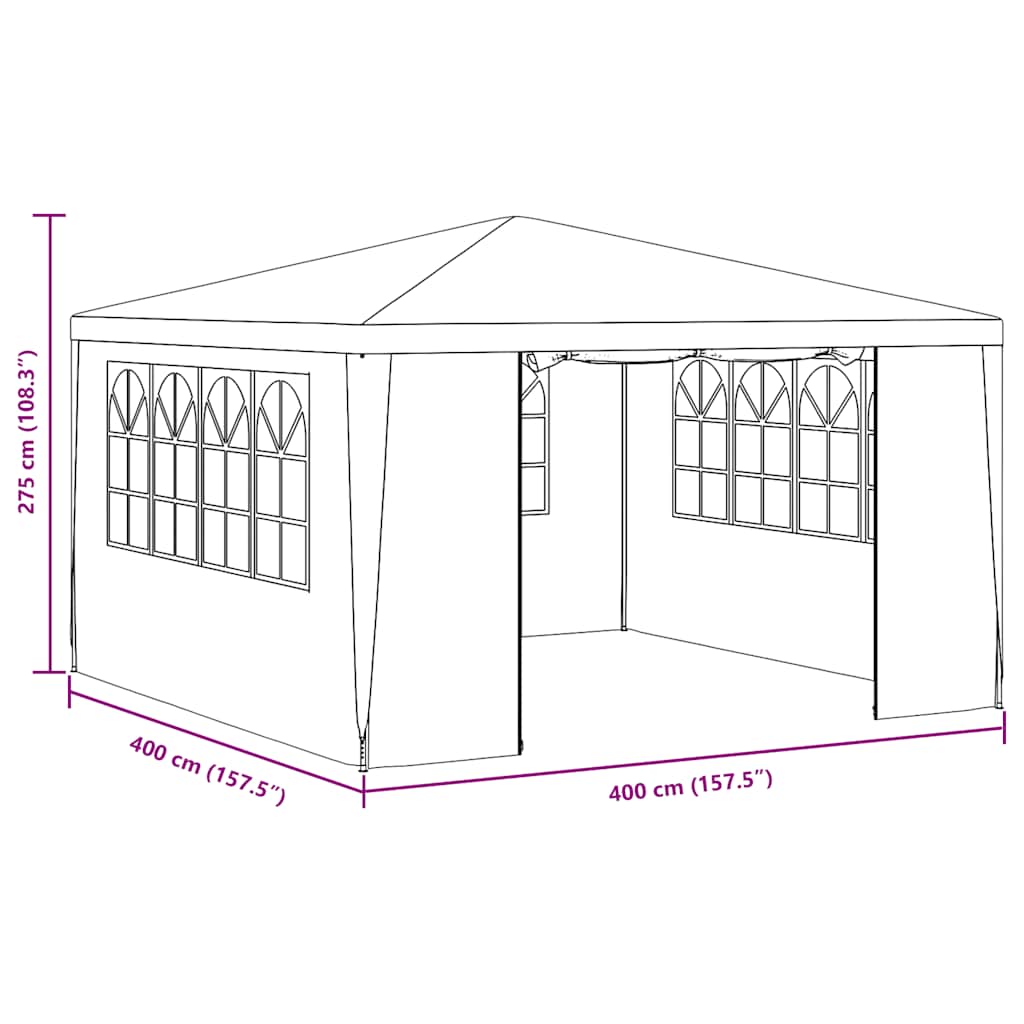 Professional Party Tent with Side Walls 4*4 M White 90 G M²