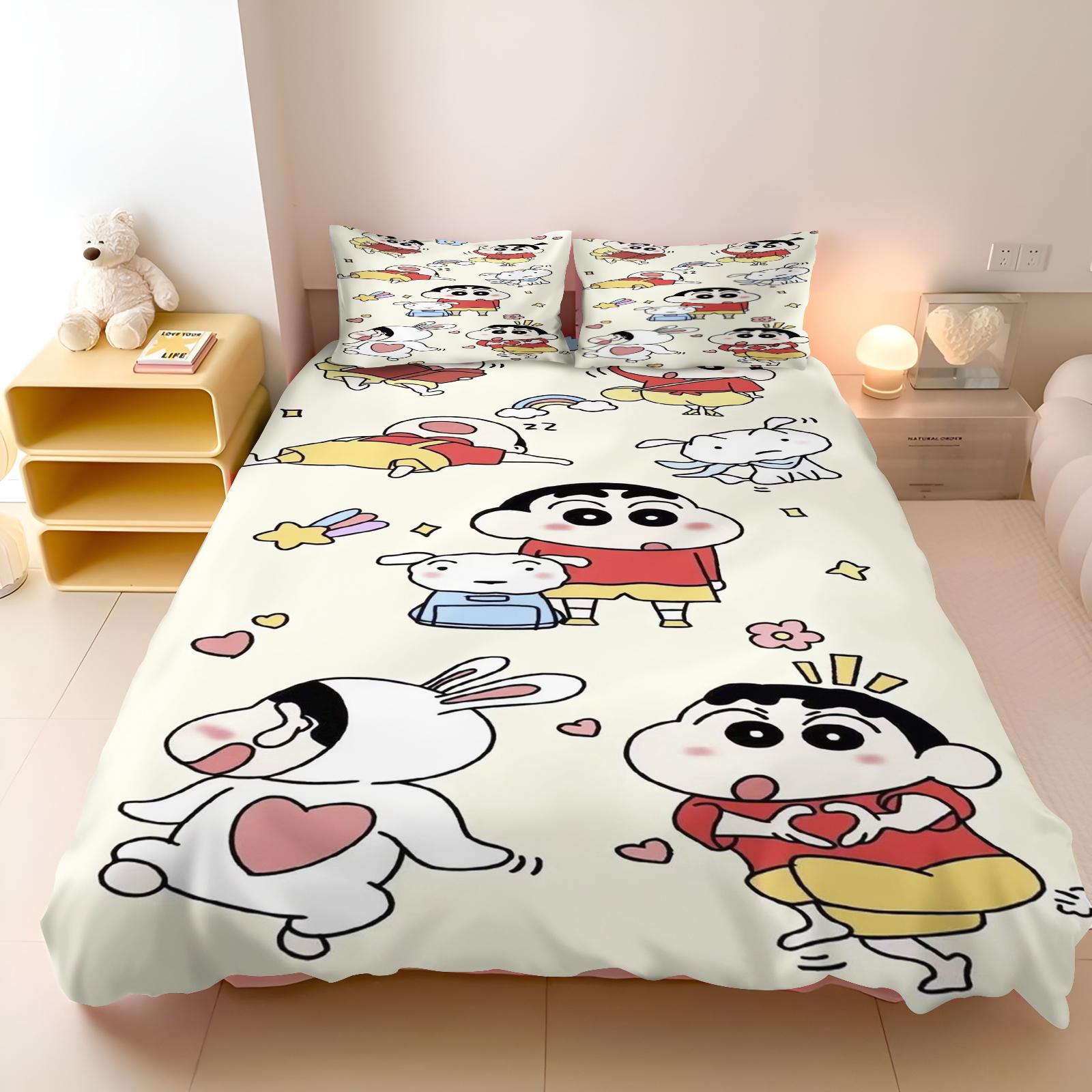

Cartoon Crayon Shin-Chan Bedroom Set 3-Piece Duvet Cover Children S Printed Home Co-Branded Mattress Bedding Set 90x200cm