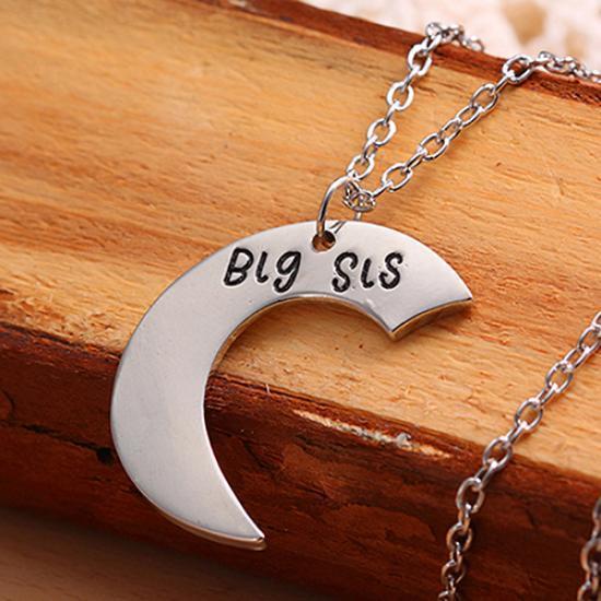 Broken Heart Sisters Matching Big Middle Little Sister Letter Carved Love Necklace AVE