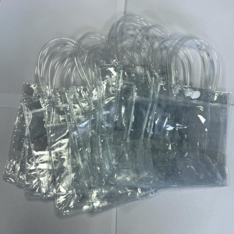 PVC Clear Handbag for Wedding Candy Gifts Makeup Storage with Snap Button Plastic Bag