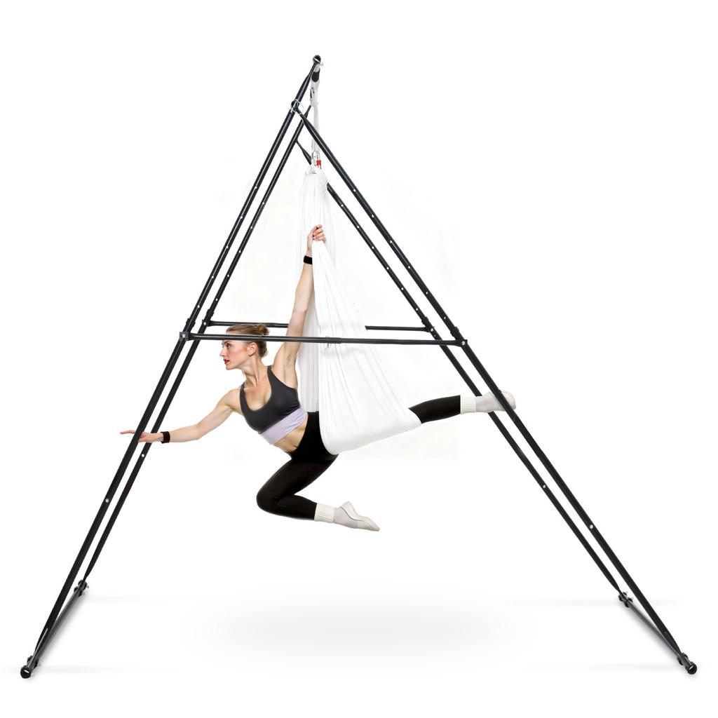 VEVOR Yoga Stand Frame, Max 200 Kg Load Swing Stand, Triangular Structure Aerial Rig, Aerial Silk Stands with EVA Foam & 6m Yoga Hammock