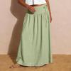 Women's Ruffled Spring Casual Long Skirt Plain Color Skirt Retro Pleated Skirt