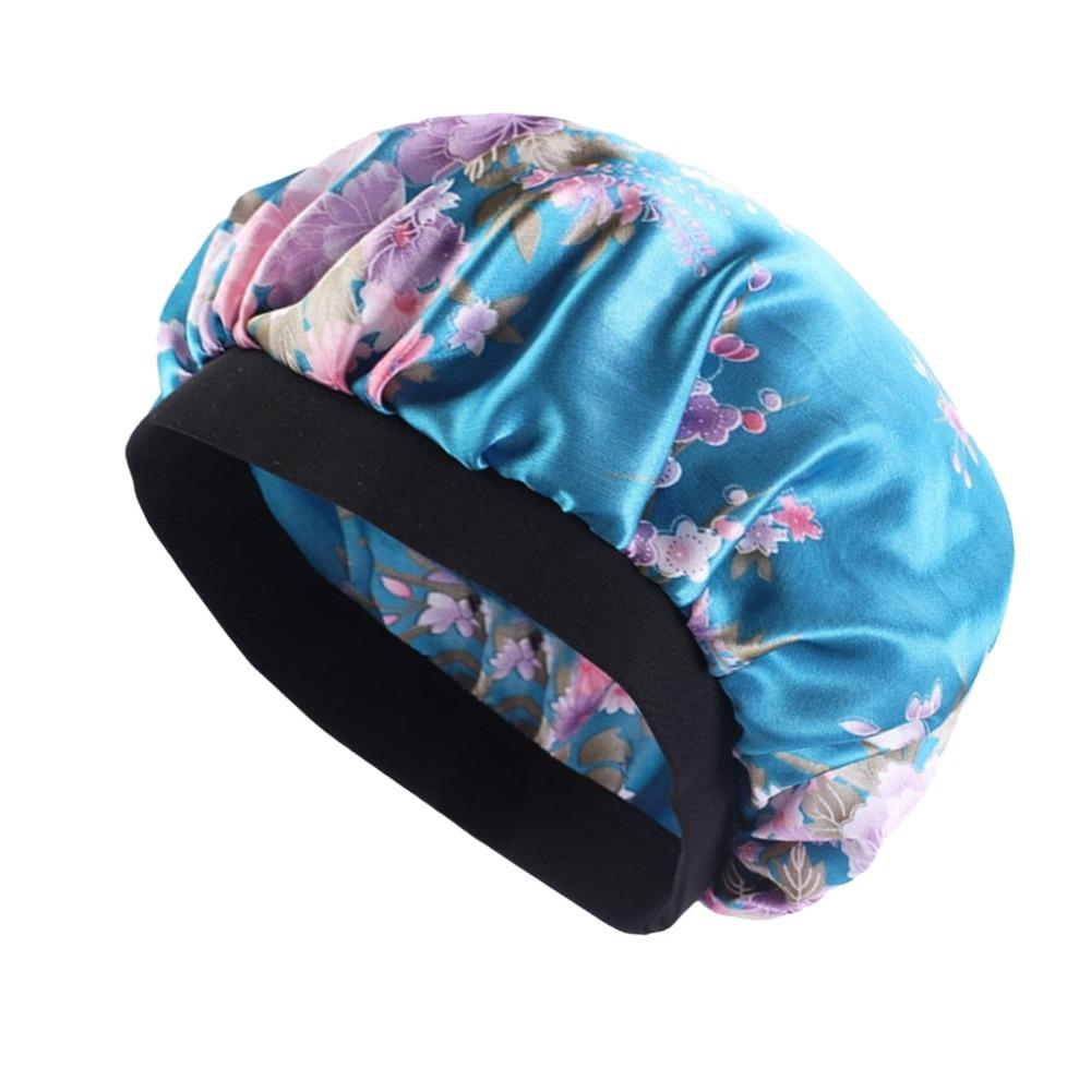 Elastic Wide Band Satin Sleep Bonnet Hair Loss Cover Bath Hair Cap Night Cap  Hair Wrap Accessories