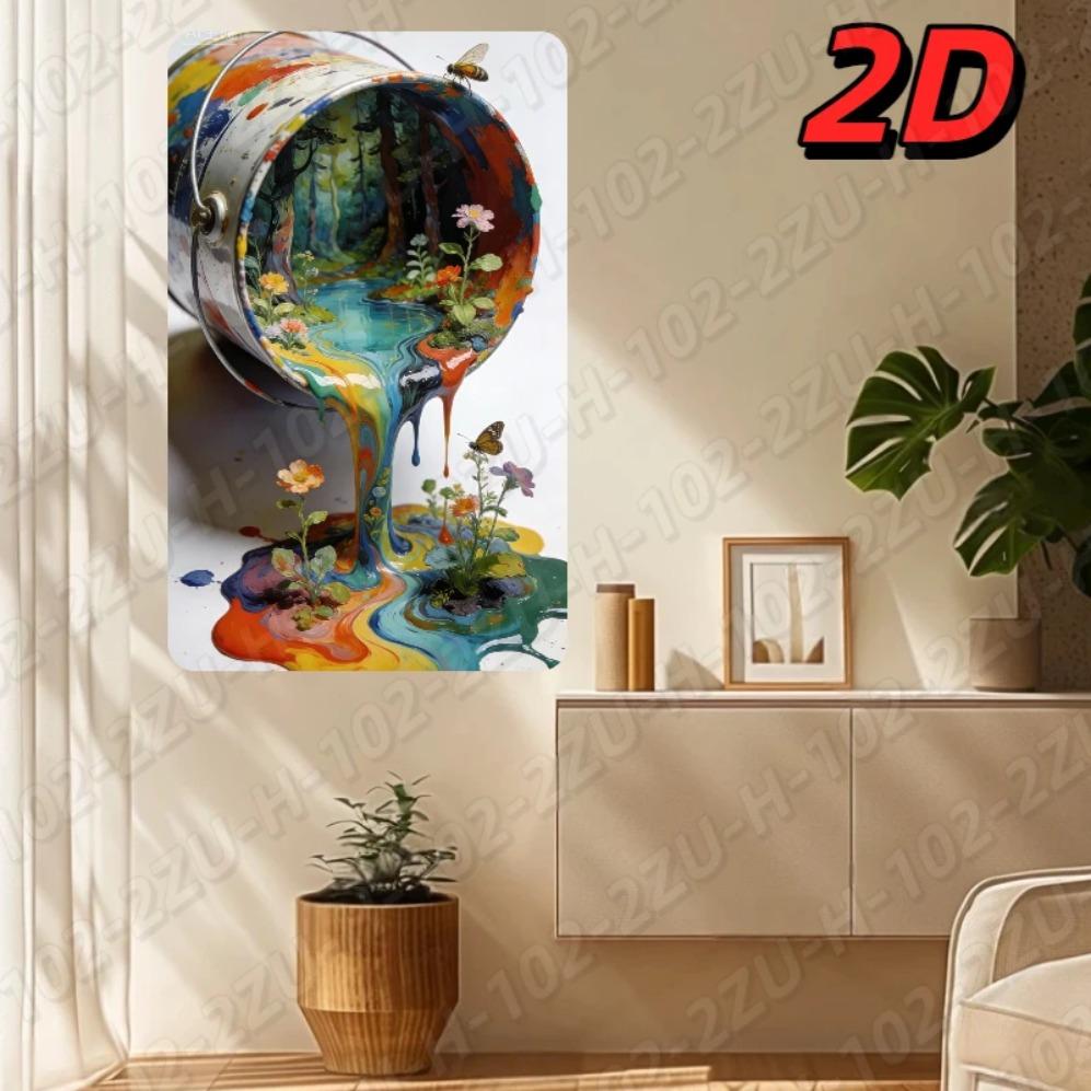 Metal Forest Wall Art Vibrant Colorful Nature Scene Home Decor 20x30cm