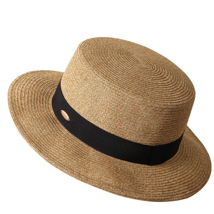 European Retro Letter Sewn Flat Top Sun & Beach Hat