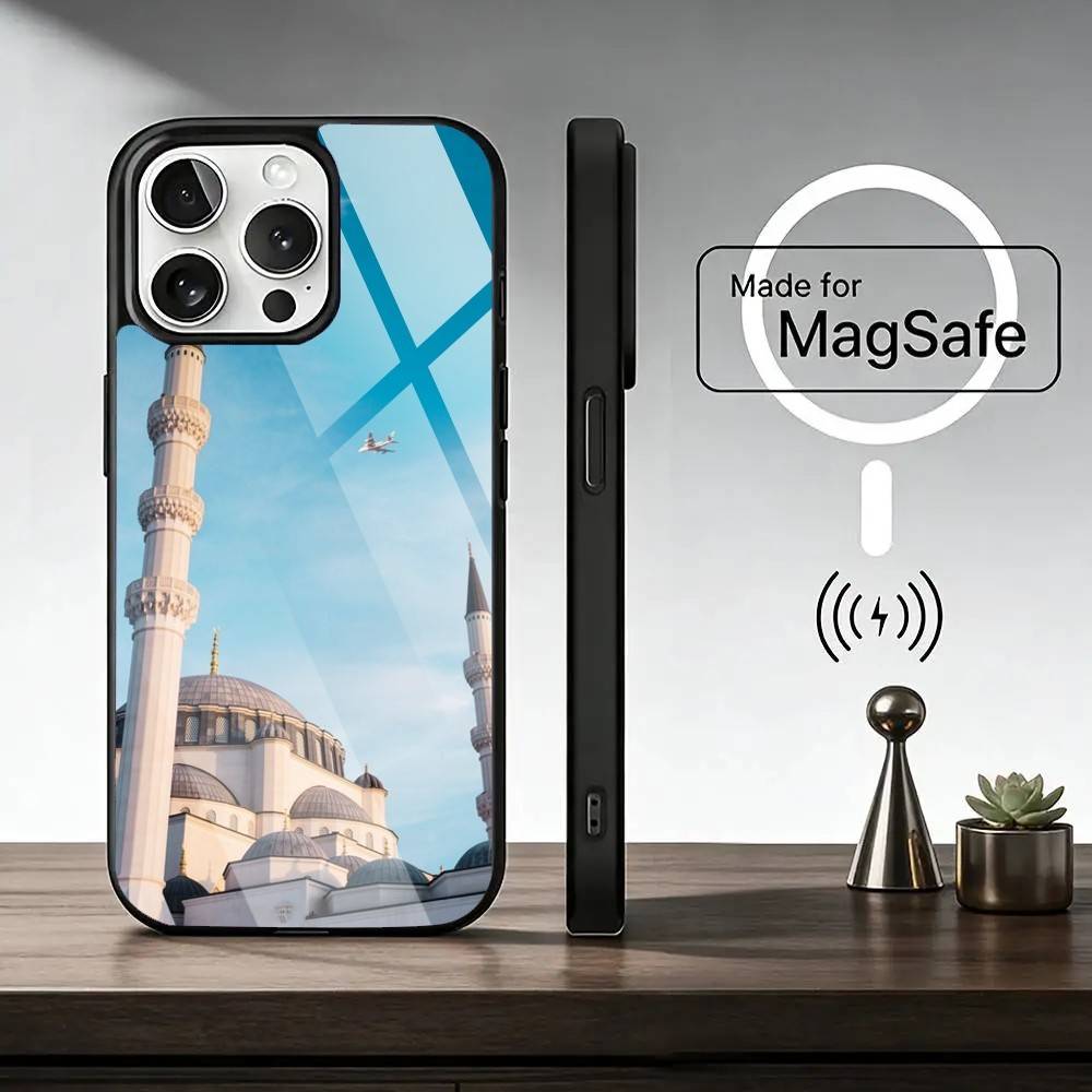 Muslim Mosque Phone Case For iPhone17,16,15,14,13,12,11 Plus,Pro Magnetic For Magsafe Wireless Charging