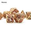 7 Pcs Golden Red Dragon Metal Dice Hollow Metal Polyhedral Dice Set Suitable For Role-Playing Dice PropBoard Game Gift