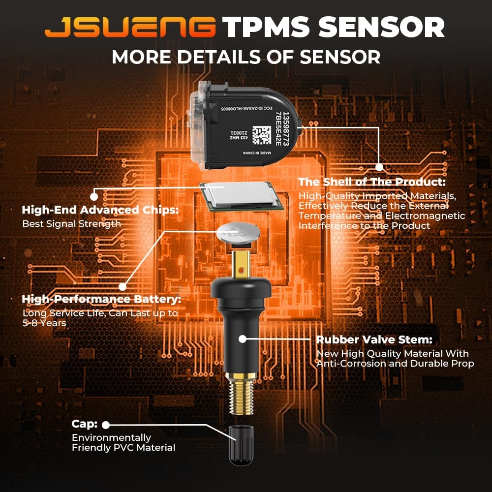 433Mhz TPMS Sensor, GM Tire Pressure Monitoring System Sensor Compatible For Chevy Malibu Silverado Impala Cruze, Buick Regal Lacrosse GMC Cadillac