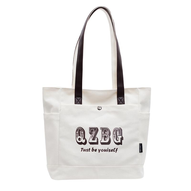 

Сумка-шоппер с несколькими карманами, женская холщовая сумка-тоут с буквами, сумка через плечо белый