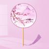 Chinese Fan with Pendant Handhelds Inks Painting Fan Tassels Round Silk Fan